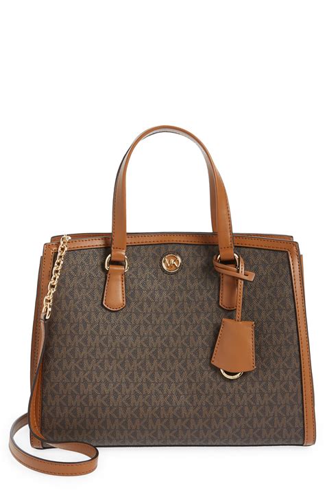 michael kors latch brown satchel|Michael Kors medium satchel.